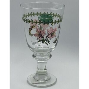 Portmeirion All Purpose Glass Goblet Wine Water Pink Azalea Butterflies w/Tags